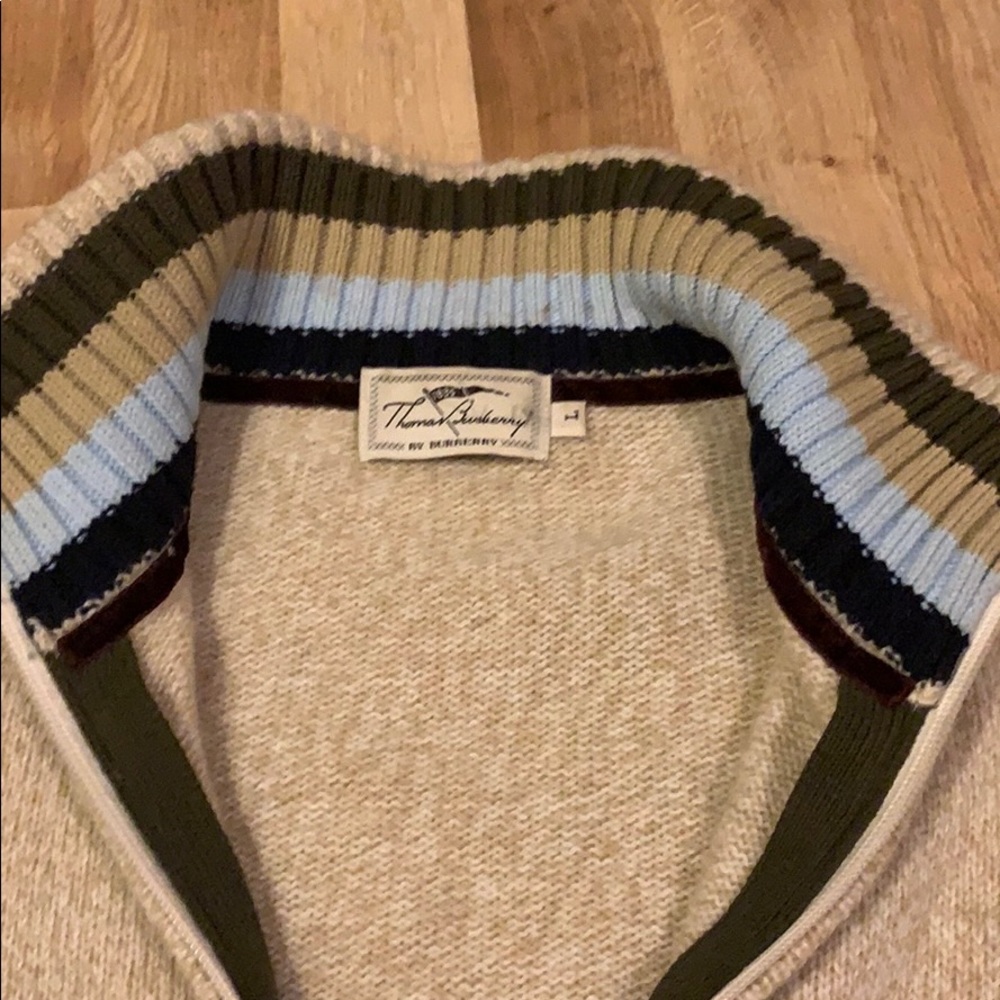 Burberry Thomas Burberry zip up sweater wool sz L - Picture 4 of 6